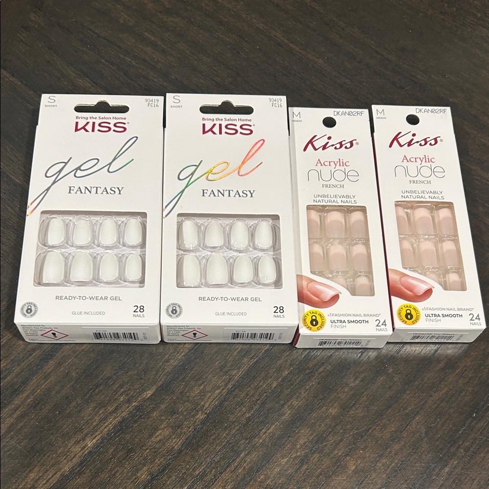 Kiss Gel Fantasy & Acrylic Nude French False Nails - White and Light Pink